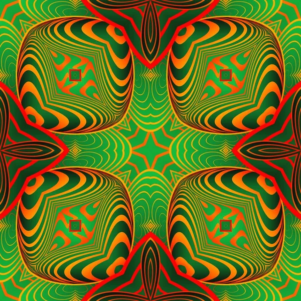 美丽的橙色绿色无缝纹理抽象背景 — 图库矢量图片