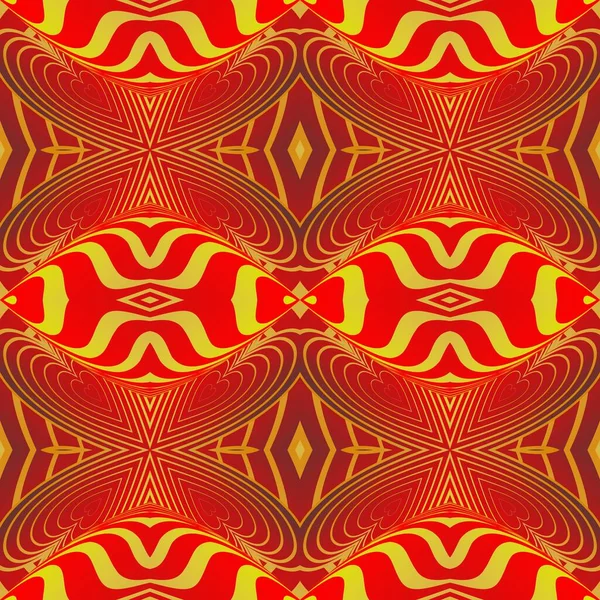 Schöne Rote Und Goldgelbe Nahtlose Strukturierte Abstrakte Hintergrund — Stockvektor