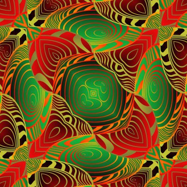 Güzel, pürüzsüz, dokuması yeşil, kırmızı ve sarı çizgileri olan soyut bir arkaplan.