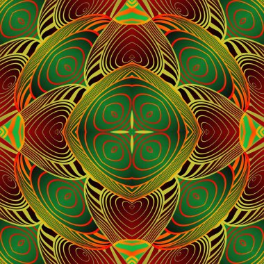 Güzel, pürüzsüz, dokuması yeşil, kırmızı ve sarı çizgileri olan soyut bir arkaplan.