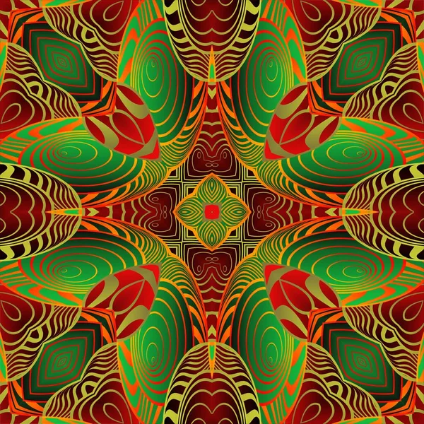 Abstrakt Bakgrund Med Vackra Sömlösa Strukturerade Gröna Röda Och Gyllene — Stock vektor