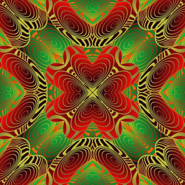 Güzel, pürüzsüz, dokuması yeşil, kırmızı ve sarı çizgileri olan soyut bir arkaplan.