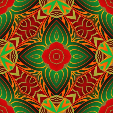 Güzel, pürüzsüz, dokuması yeşil, kırmızı ve sarı çizgileri olan soyut bir arkaplan.