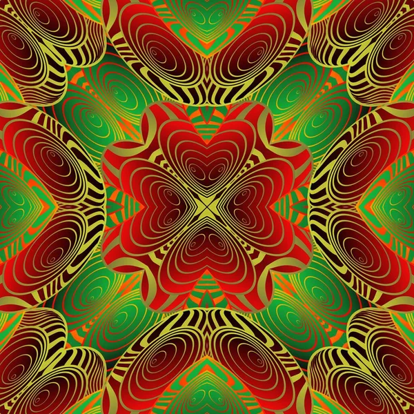 Fondo Abstracto Con Hermosas Líneas Verdes Texturizadas Sin Costuras Rojas — Vector de stock