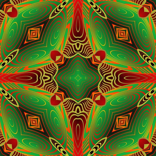 Abstrakt Bakgrund Med Vackra Sömlösa Strukturerade Gröna Röda Och Gyllene — Stock vektor