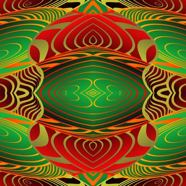 Fond Abstrait Avec Belles Lignes Vert Texturé Rouge Jaune Doré — Image vectorielle