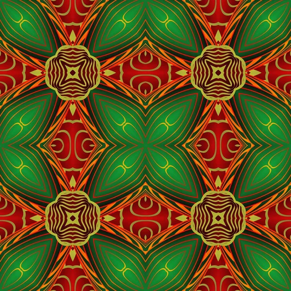 Abstrakter Hintergrund Mit Schönen Nahtlos Strukturierten Grünen Roten Und Goldgelben — Stockvektor