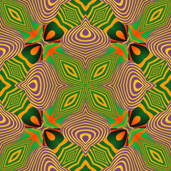 Vacker Sömlös Texturerad Abstrakt Bakgrund Grön Lila Och Gula Färger — Stock vektor