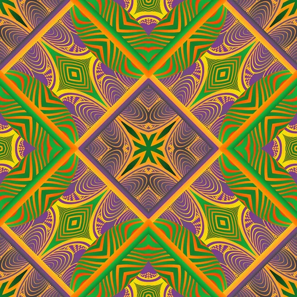 Красивый Бесшовный Текстурированный Абстрактный Фон Зеленого Фиолетового Желтого Цветов — стоковый вектор