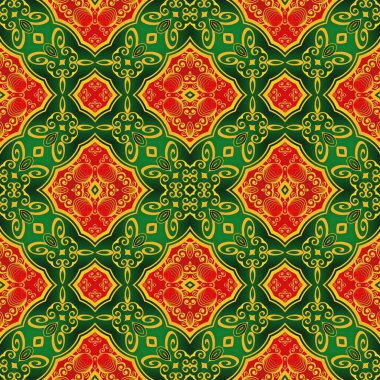 Güzel, pürüzsüz, soyut arka plan kırmızı, yeşil ve altın sarısı renklerde.