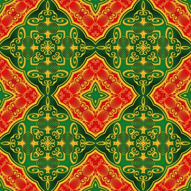 Güzel, pürüzsüz, soyut arka plan kırmızı, yeşil ve altın sarısı renklerde.