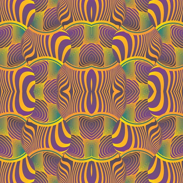 Hermoso Fondo Abstracto Texturizado Sin Costuras Verde Púrpura Líneas Amarillas — Archivo Imágenes Vectoriales