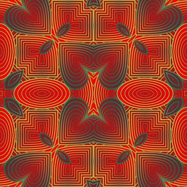 Vacker Sömlös Texturerad Abstrakt Bakgrund Röda Och Gyllene Gula Färger — Stock vektor