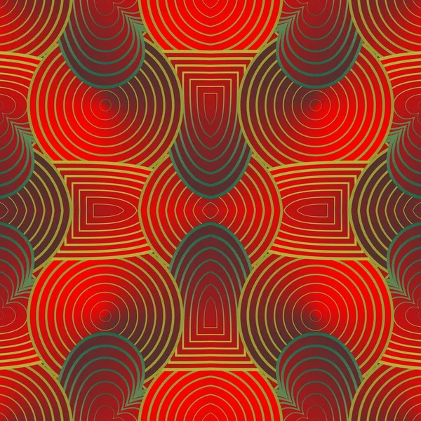 Vacker Sömlös Texturerad Abstrakt Bakgrund Röda Och Gyllene Gula Färger — Stock vektor