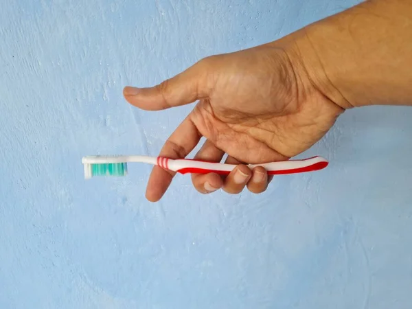 Toothbrush Combination Red White Green Blue Background — Stock Photo, Image