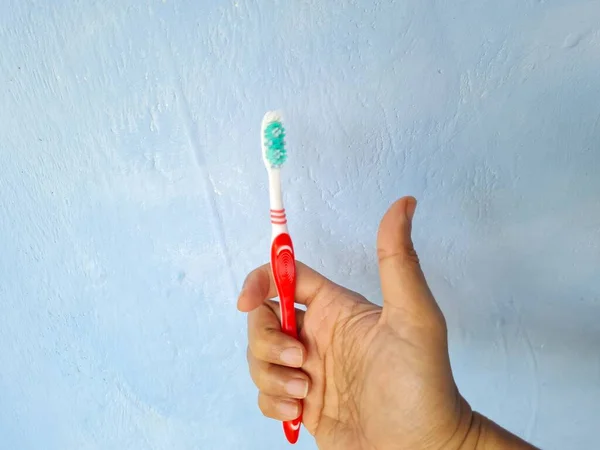 Toothbrush Combination Red White Green Blue Background — Stock Photo, Image