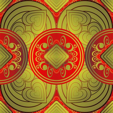 Dekoratif süslemeli kusursuz desen. Vektör çizimi. Duvar kağıdı, şablon dolguları, web sayfası arkaplanı, yüzey dokuları için kullanılabilir.