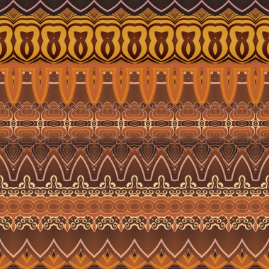 Bej, kahverengi ve siyah olarak soyut elementlerden yapılmış kusursuz çizilmiş desen