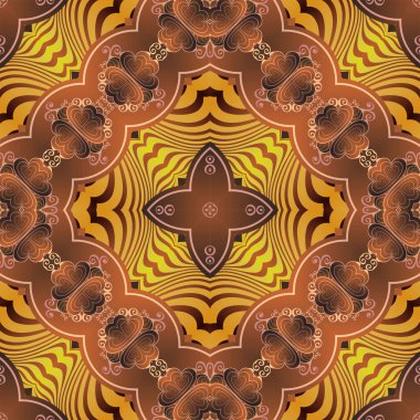 Bej, kahverengi ve siyah olarak soyut elementlerden yapılmış kusursuz çizilmiş desen