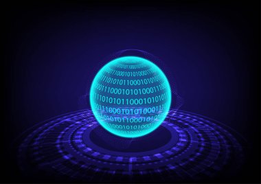 Siber suç konsepti. İkili kod ve güvenlik ödeme bilgileriyle dolu bir dünya. Teknoloji arka planında teknoloji çemberi olan dijital dünya. Veri sıralaması. Yapay zeka. Büyük veri tabanı. Mart sistemi.