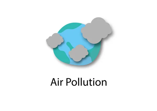 空气污染概念 在白色背景上带有烟雾 肮脏颗粒 烟雾和灰尘的全球或地球 — 图库矢量图片