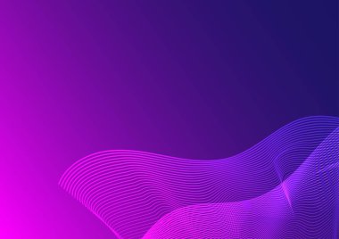 Siyah arkaplan üzerindeki dalgalar veya eğrilerle dolu, teknoloji pankartı için soyut arkaplan.