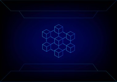 İş ve teknoloji kavramı. Siyah arka planda kripto para ve engelleme teknolojisi. Büyük veri bilgi alışverişi dijital para birimi ve çevrimiçi ödeme.