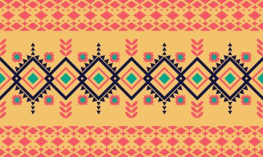 Kahverengi, pembe, yeşil ve lacivert boho geometrik şekiller kusursuz desenler geleneksel tasarımlar giysi, halı, kumaş, duvar kağıdı, ambalaj ve baskı için. Yerli Amerikan süsü.