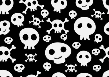 Cadılar Bayramı kusursuz. Kafatası siyah arka planda. Kartlar, çerçeveler, posterler, kitap kapakları, tekstil, duvar kağıdı, ambalaj ve kumaş için. 