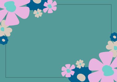 Kartlar, çerçeveler, posterler, kitap kapakları, tekstil, duvar kağıdı için yeşil çerçeveli güzel çiçek arkaplanı ve telif alanı