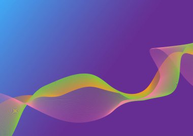 Mavi ve mor arka planda soyut dalga çizgisi teknolojisi. Arkaplan, kitap kapağı ya da afiş için.