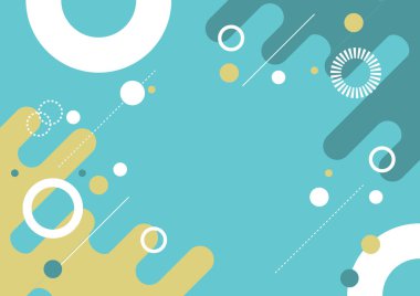 Yeşil ve sarı geometrik ve düz dizayn şekilleri yeşil arka planda.