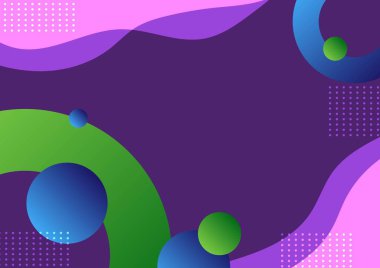 Mor arka planda mavi ve yeşil daireler soyut. Kapak, kitap, web, sunum ve kart için. 