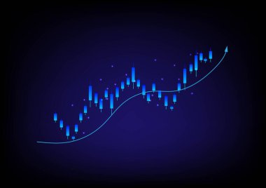 Hisse ve yatırım konsepti. Arka planında üst ok olan şamdan. Zorba piyasa, zenginlik karı, yüksek risk yüksek kazanç, iş büyümesi.