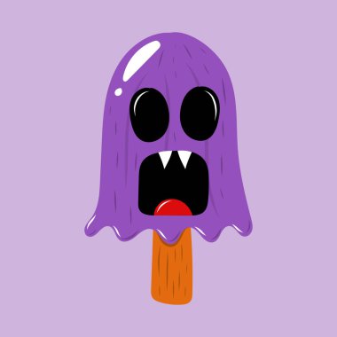 Cadılar Bayramı dondurması, menekşe arkaplanda mor bir hayalet..