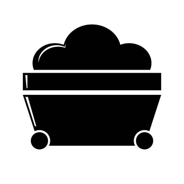 Kömür ve tramvay silueti ikonu. Düzenlenebilir vektör.