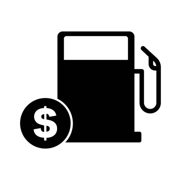 Gas Station Dollar Coin Silhouette Icon Gasoline Price Fueling Editable — Stock Vector
