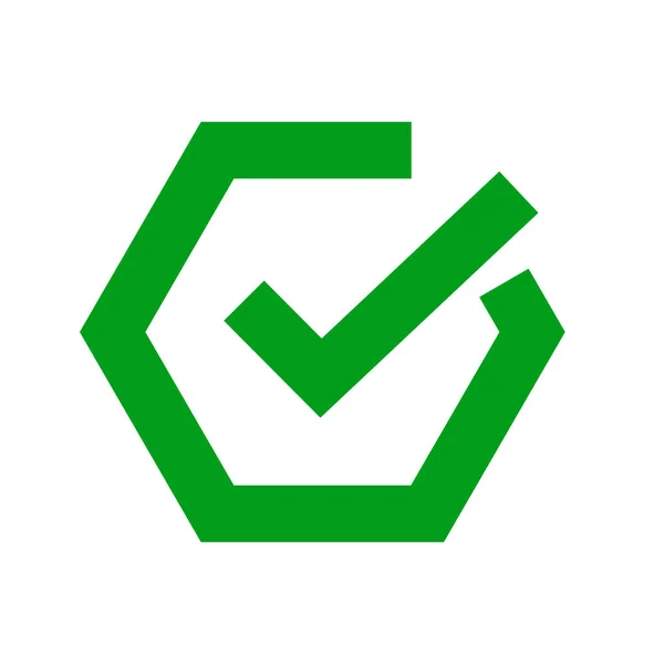 Sześciokątny Znak Kontrolny Odznaka Certyfikacyjna Wektor Edytowalny — Wektor stockowy