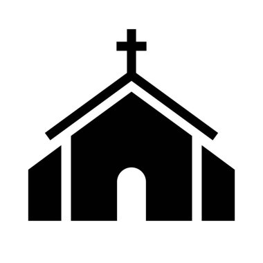 Kilise silueti ikonu. Şapel. Hıristiyan. Düzenlenebilir vektör.