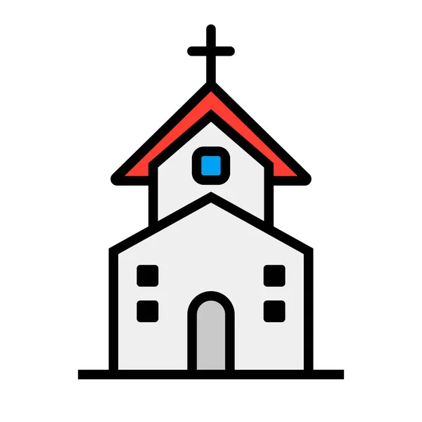 Flat Design Church Icon Christian Chapel Editable Vector — Stock Vector