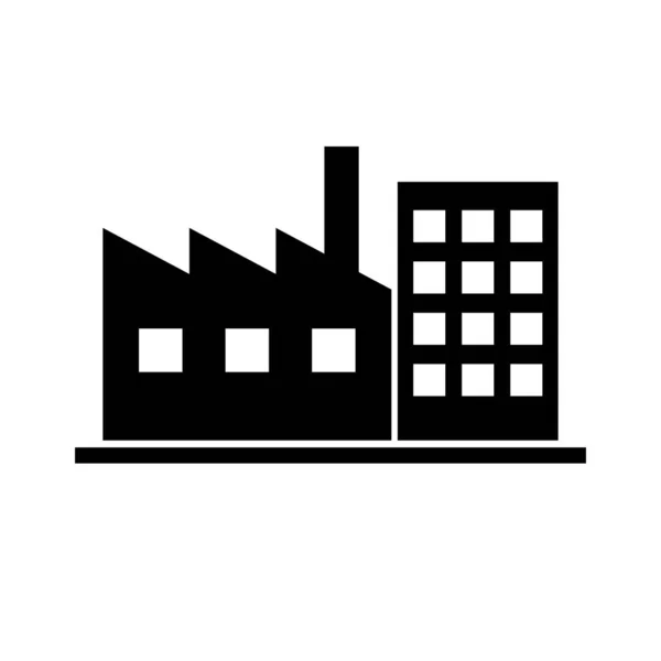 Fabriek Gebouw Silhouet Icoon Fabrieksterrein Bewerkbare Vector — Stockvector
