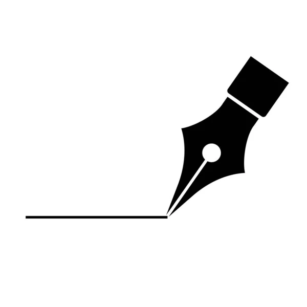 Знак Силуэта Фонтанной Ручки Почерка Редактируемый Вектор — стоковый вектор