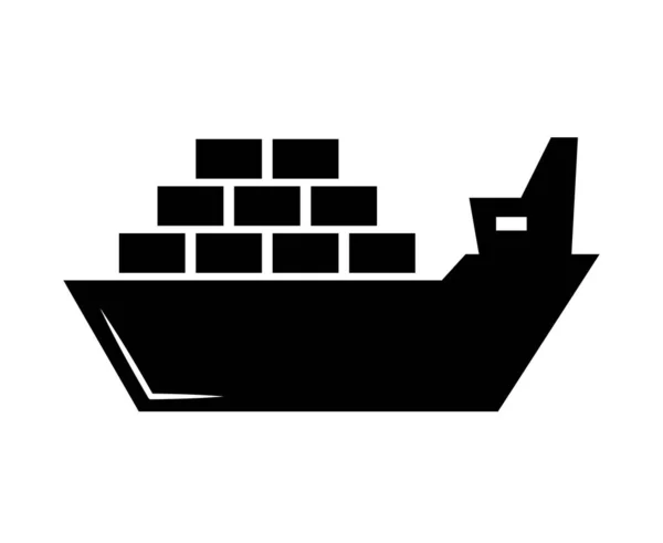 Vrachtschip Silhouet Icoon Containerschip Exporteer Schip Bewerkbare Vector — Stockvector
