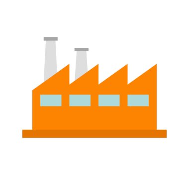 Düz tasarım fabrikası ikonu. Fabrika imalatı. Düzenlenebilir vektör.