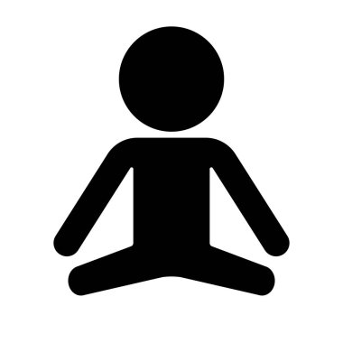 Meditasyon yapan birinin siluet simgesi. Konsantrasyon. Düzenlenebilir vektör.