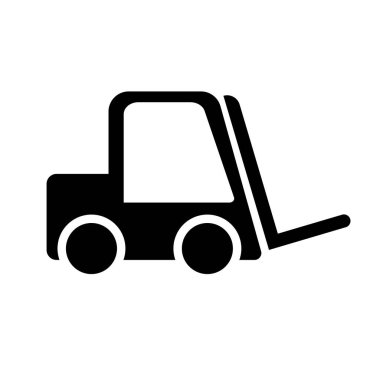 Forklift kamyon siluet simgesi. Kargo taşıyıcısı. Düzenlenebilir vektör.