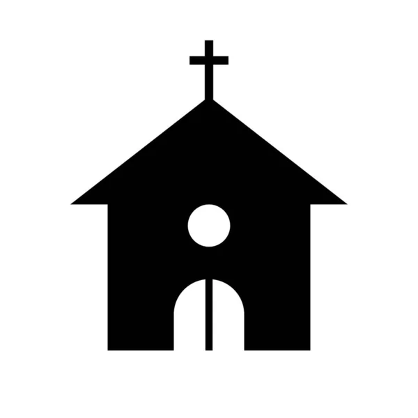 Silhouette Der Christuskirche Mit Kreuz Editierbarer Vektor — Stockvektor