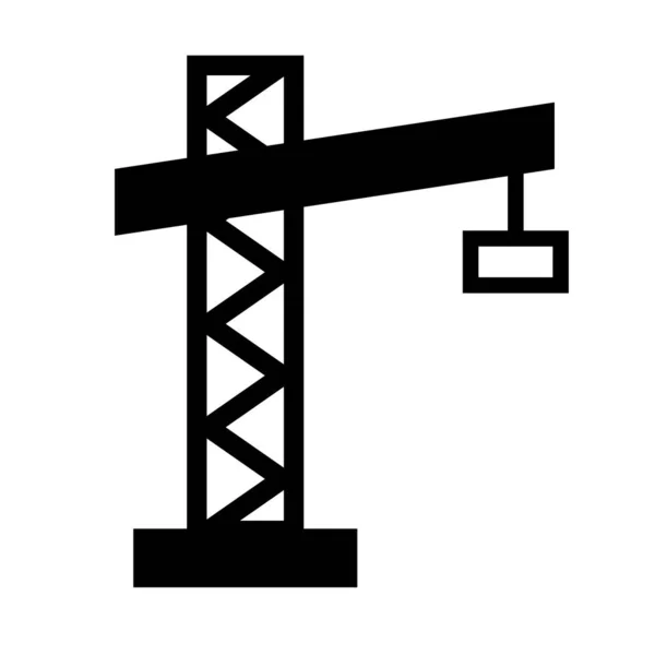 Значок Кранового Силуэта Башни Значок Строительных Работ Редактируемый Вектор — стоковый вектор