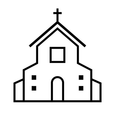 Basit bir Hıristiyan kilisesi. Şapel. Düzenlenebilir vektör.