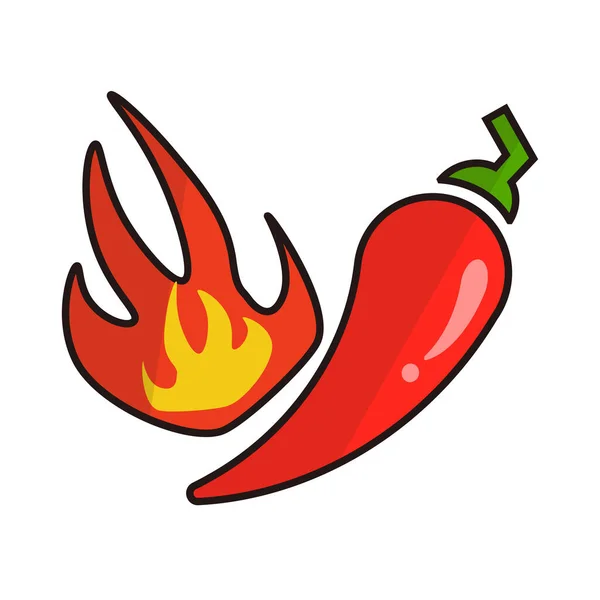Chili Und Feuer Ikone Heiß Und Würzig Sehr Heiß Editierbarer — Stockvektor
